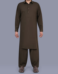 Brown Plain Kameez Shalwar KS2604R-XS