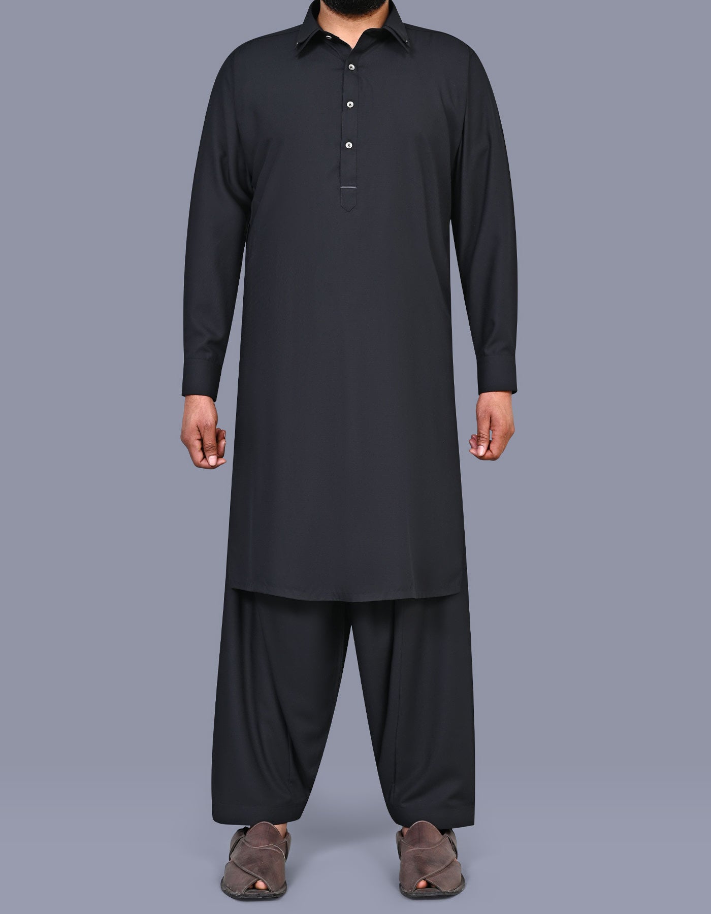 Black Texture Kameez Shalwar KS2607S-XS