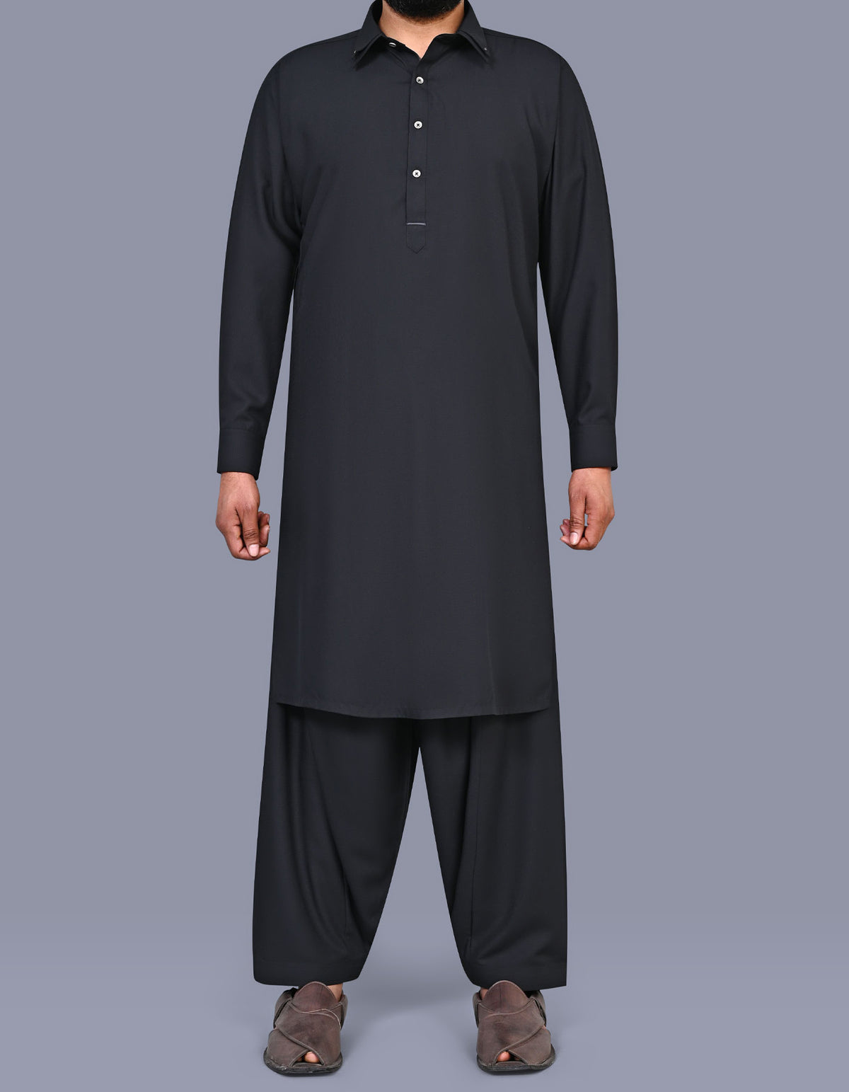 Black Texture Kameez Shalwar KS2607S-XS