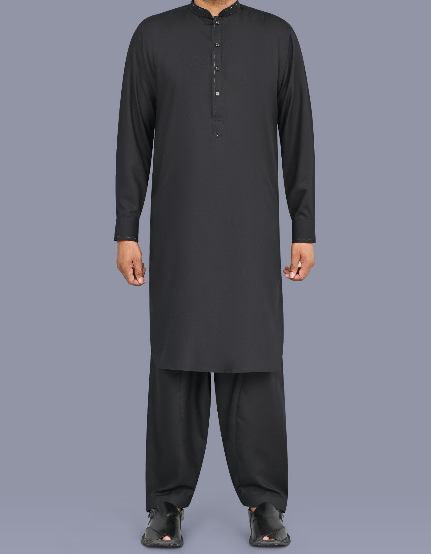 Black Plain Kameez Shalwar KS26107R-XS