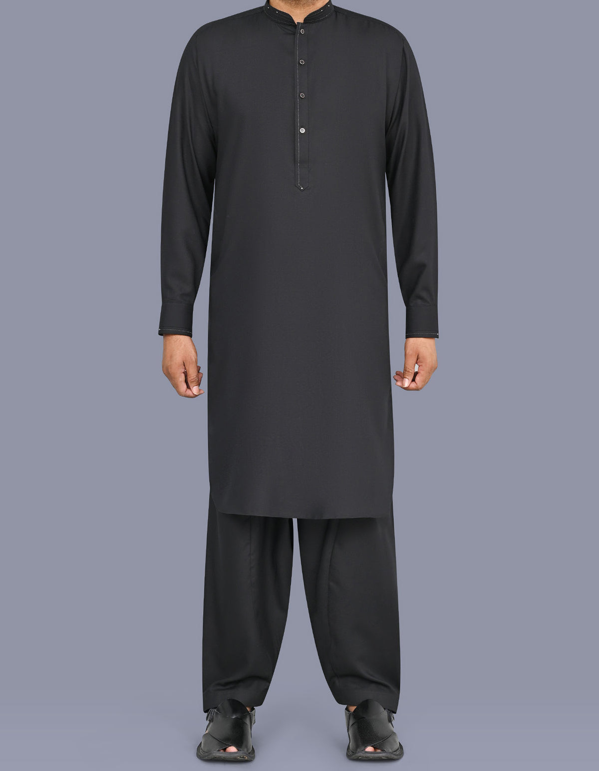 Black Plain Kameez Shalwar KS26107S-XS