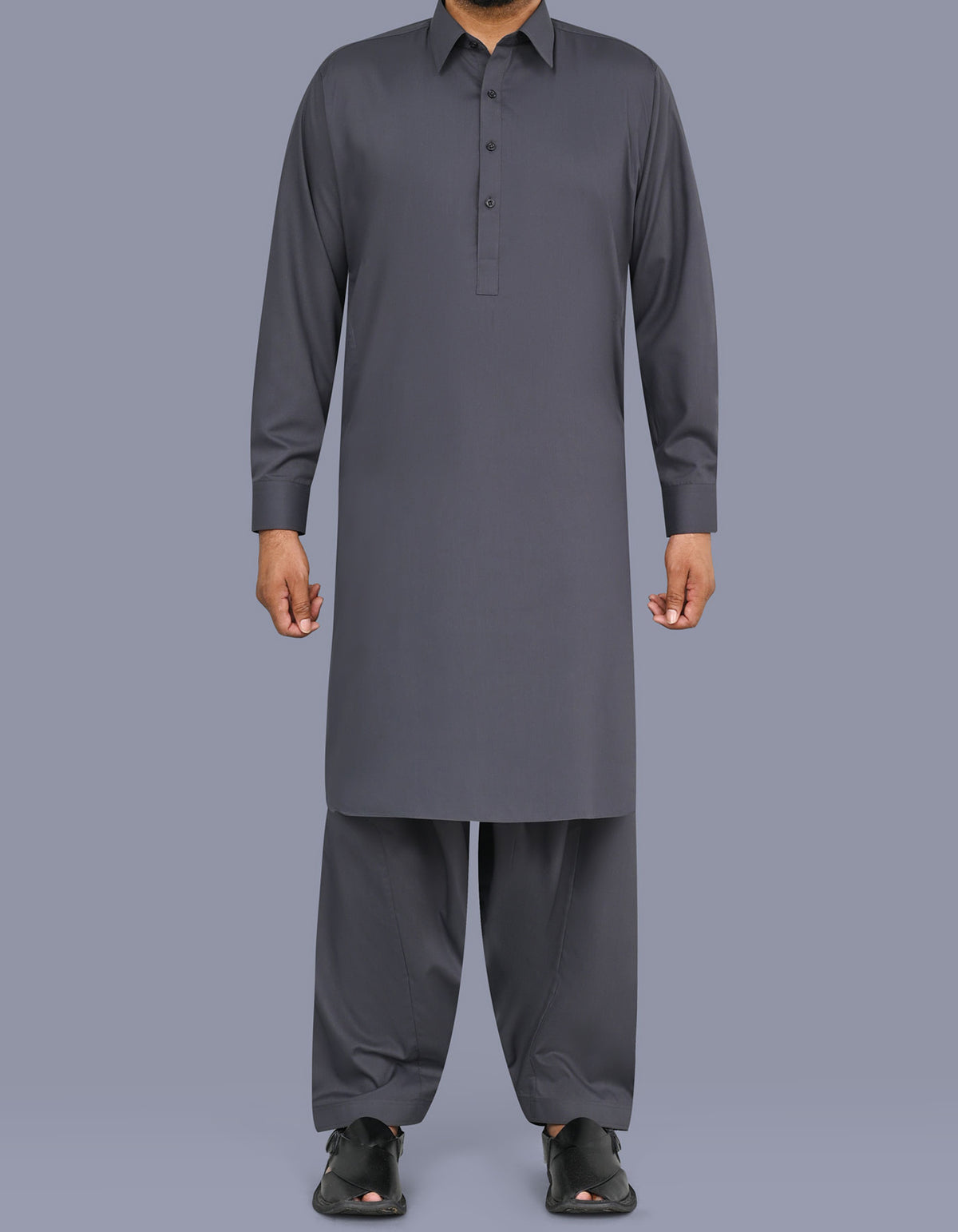 Grey Plain Kameez Shalwar KS26121R-XS
