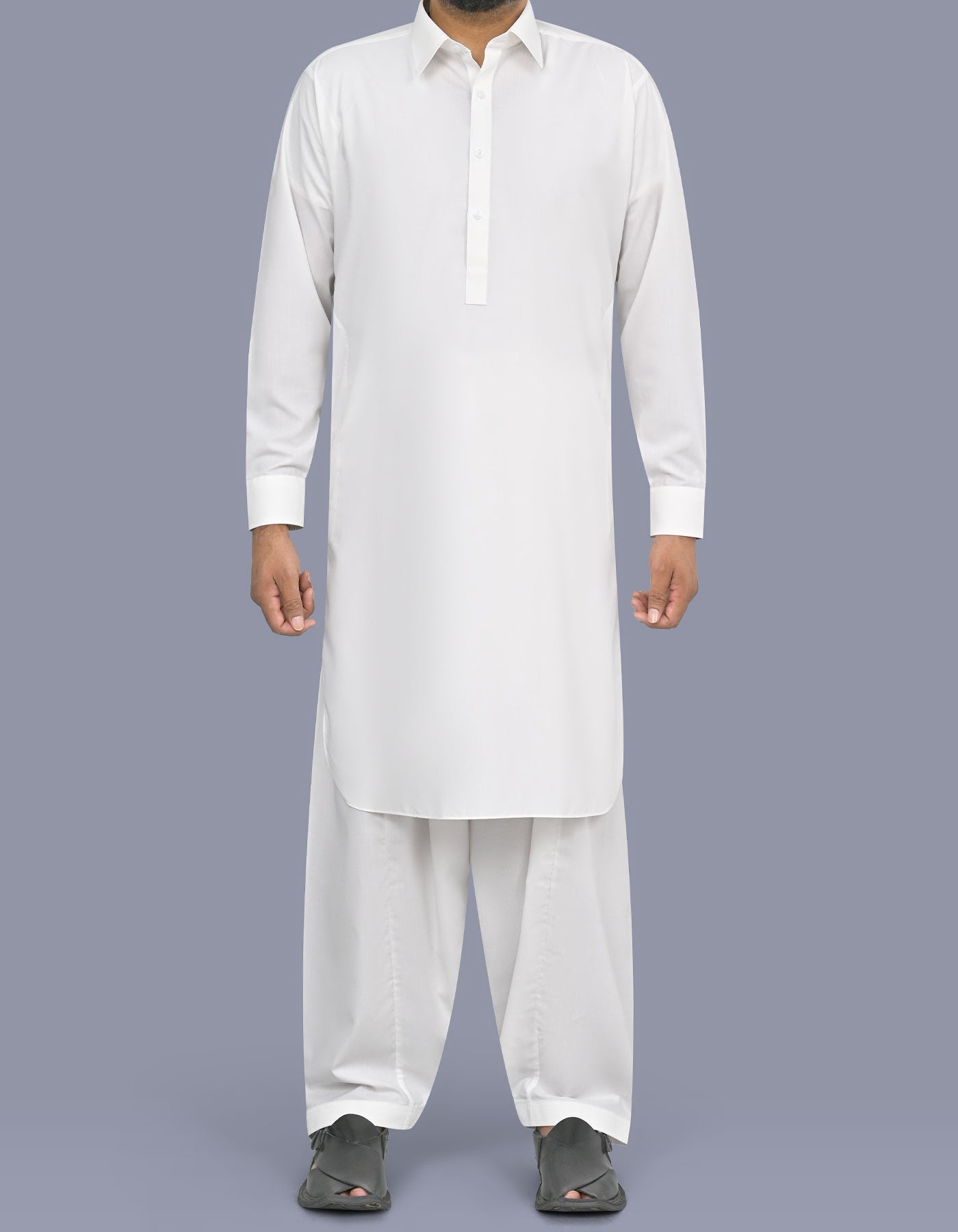 Off White Plain Kameez Shalwar KS26122R-XS