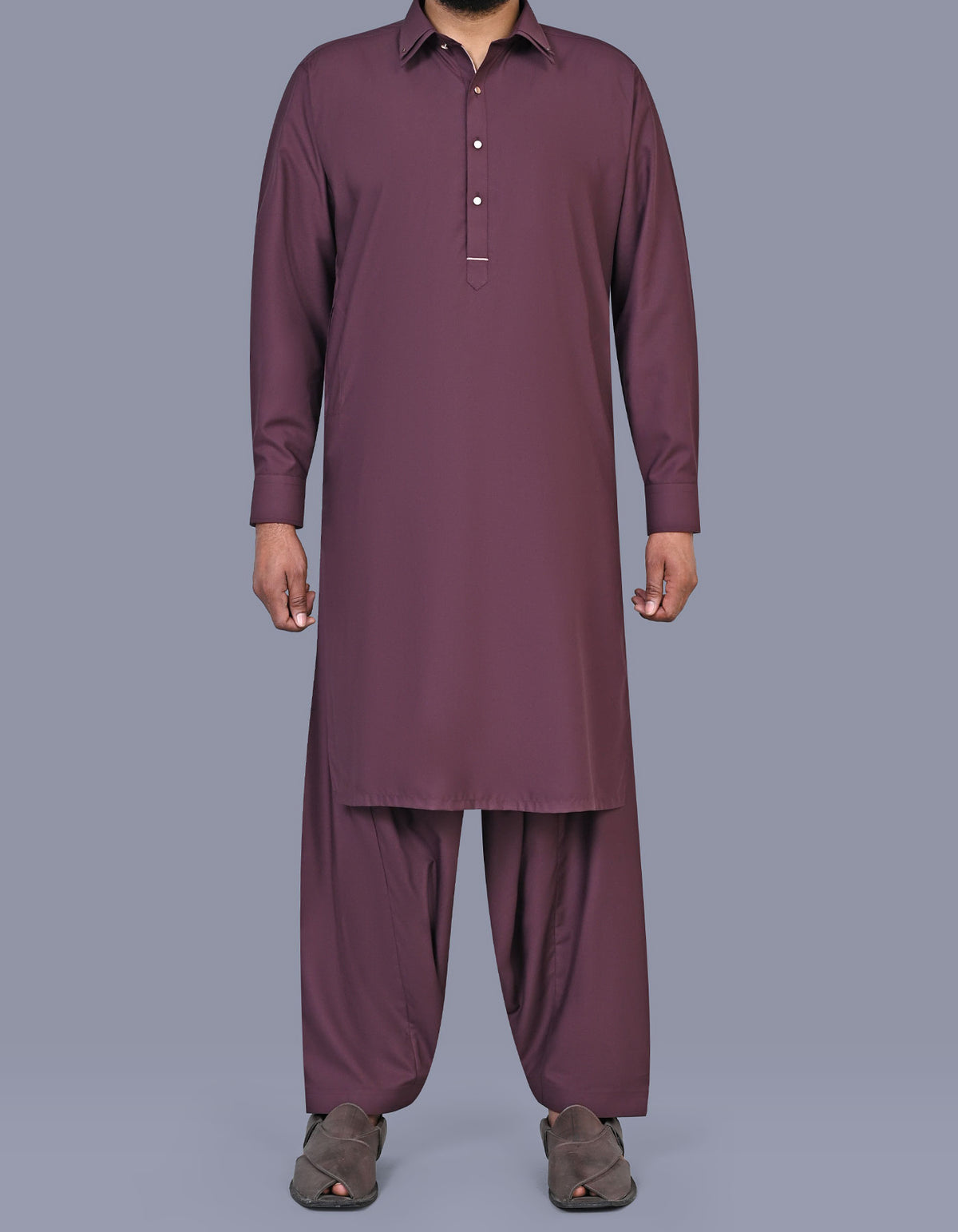 Maroon Texture Kameez Shalwar KS2612R-XS