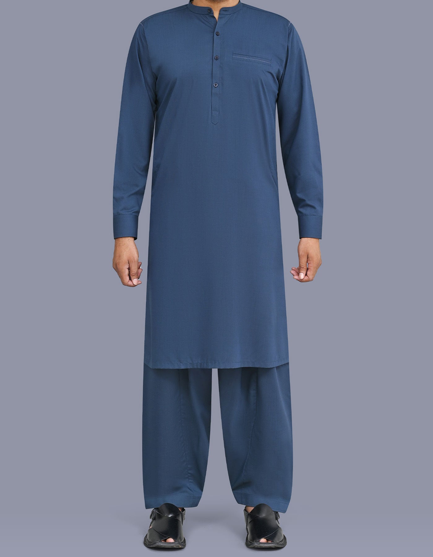 Blue Texture Kameez Shalwar KS26133R-XS