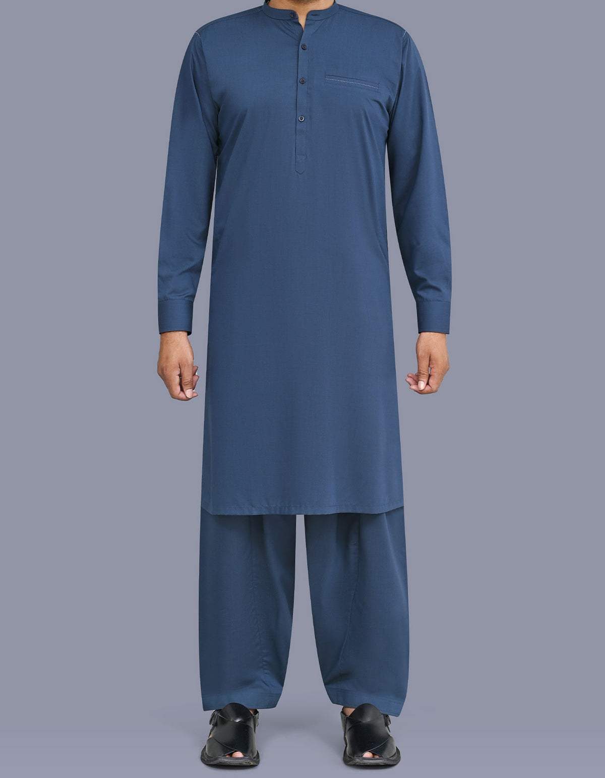 Blue Texture Kameez Shalwar KS26133S-XS