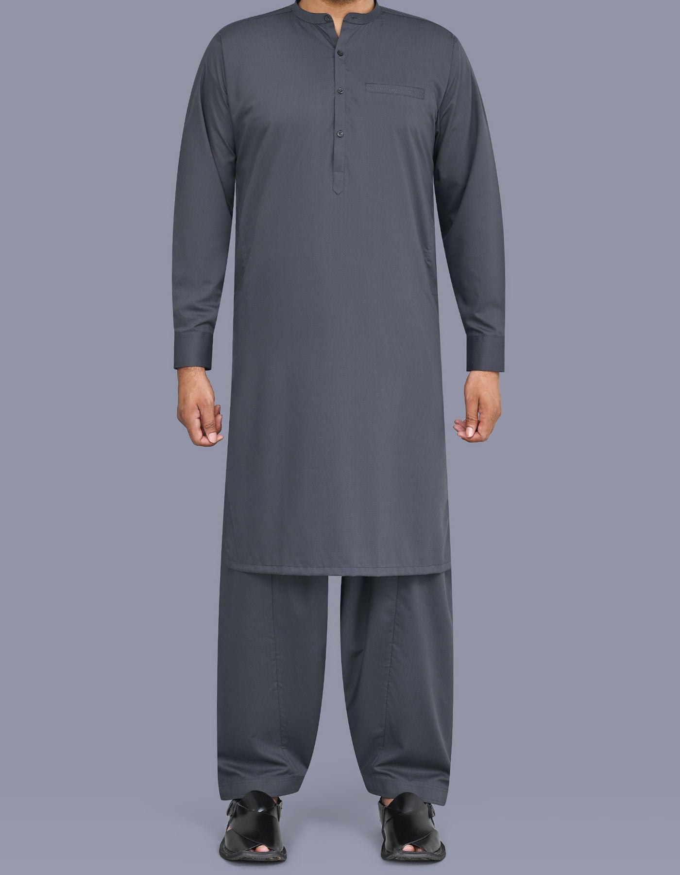 Charcoal Texture Kameez Shalwar KS26134S-XS