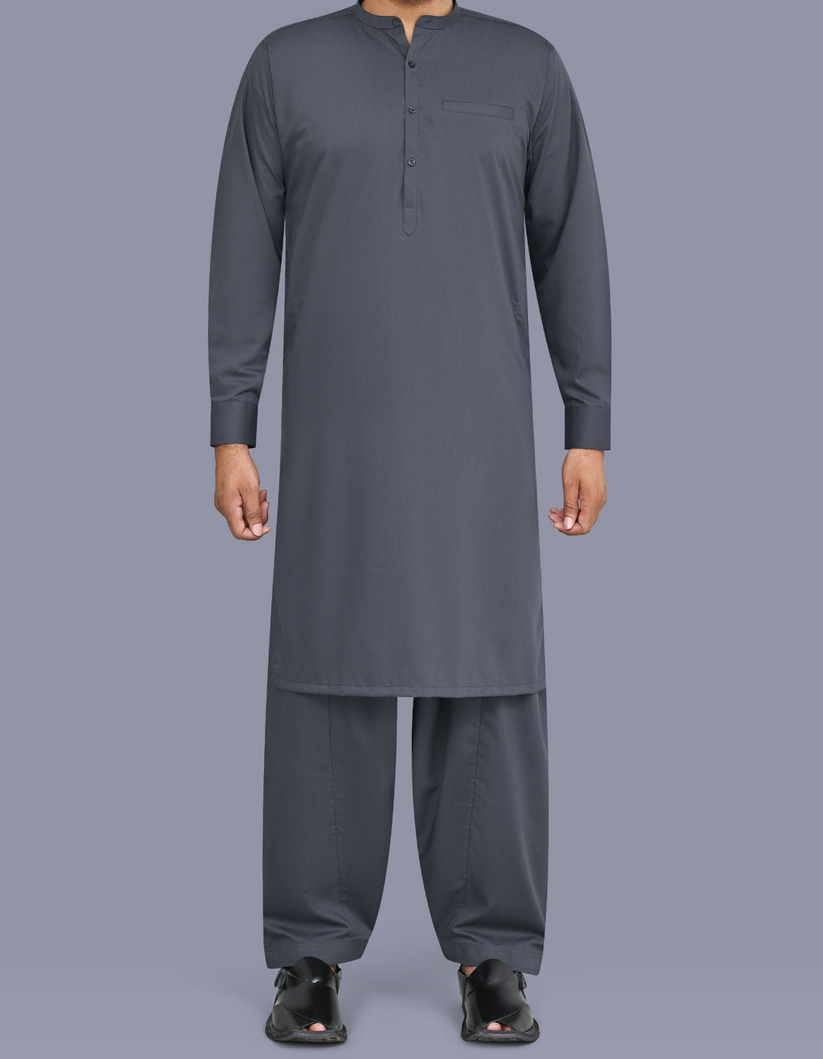 Charcoal Texture Kameez Shalwar KS26134S-XS