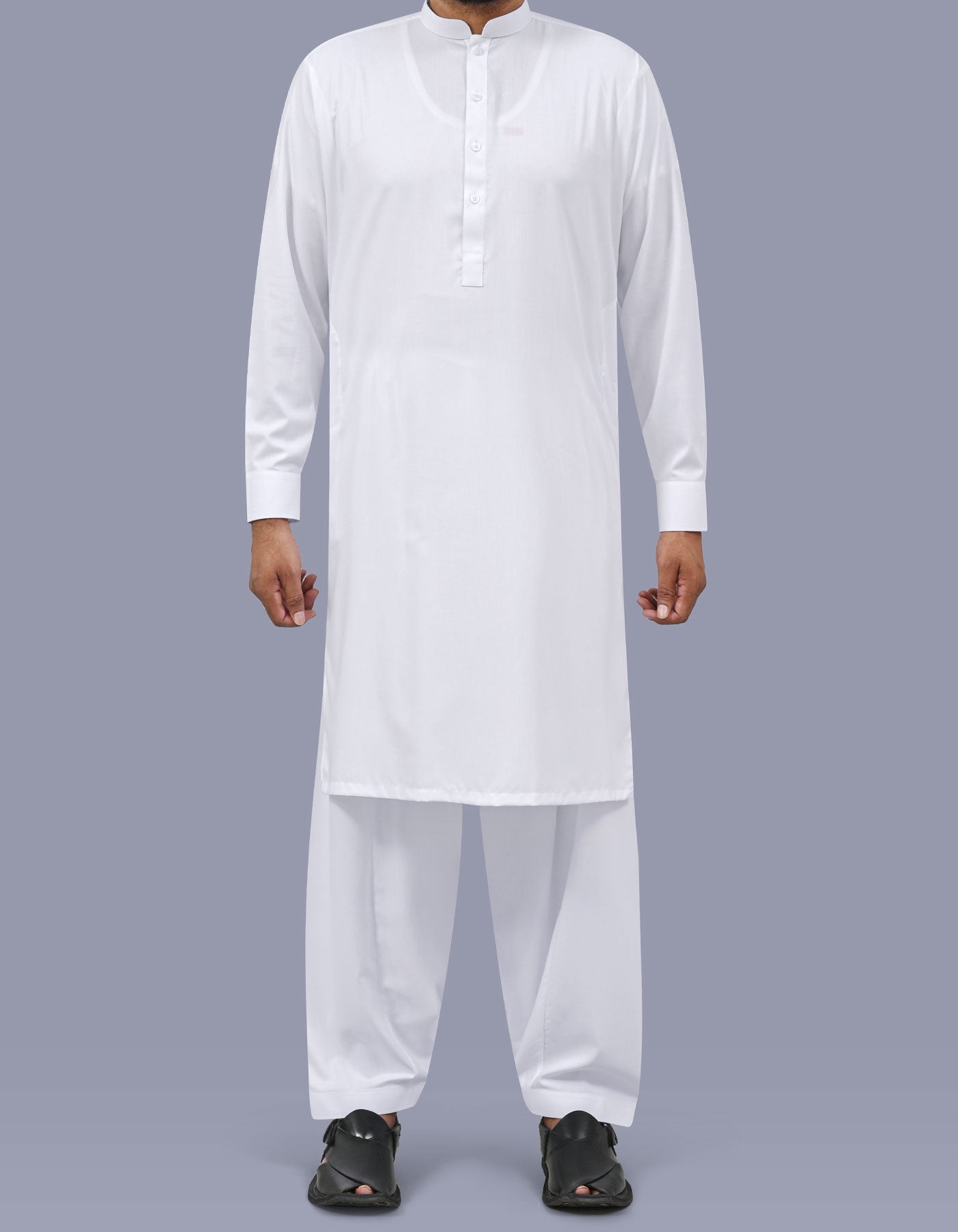 White Self Kameez Shalwar KS26135R-XS