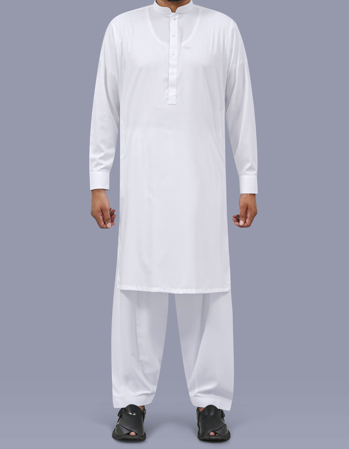 White Self Kameez Shalwar KS26135R-XS