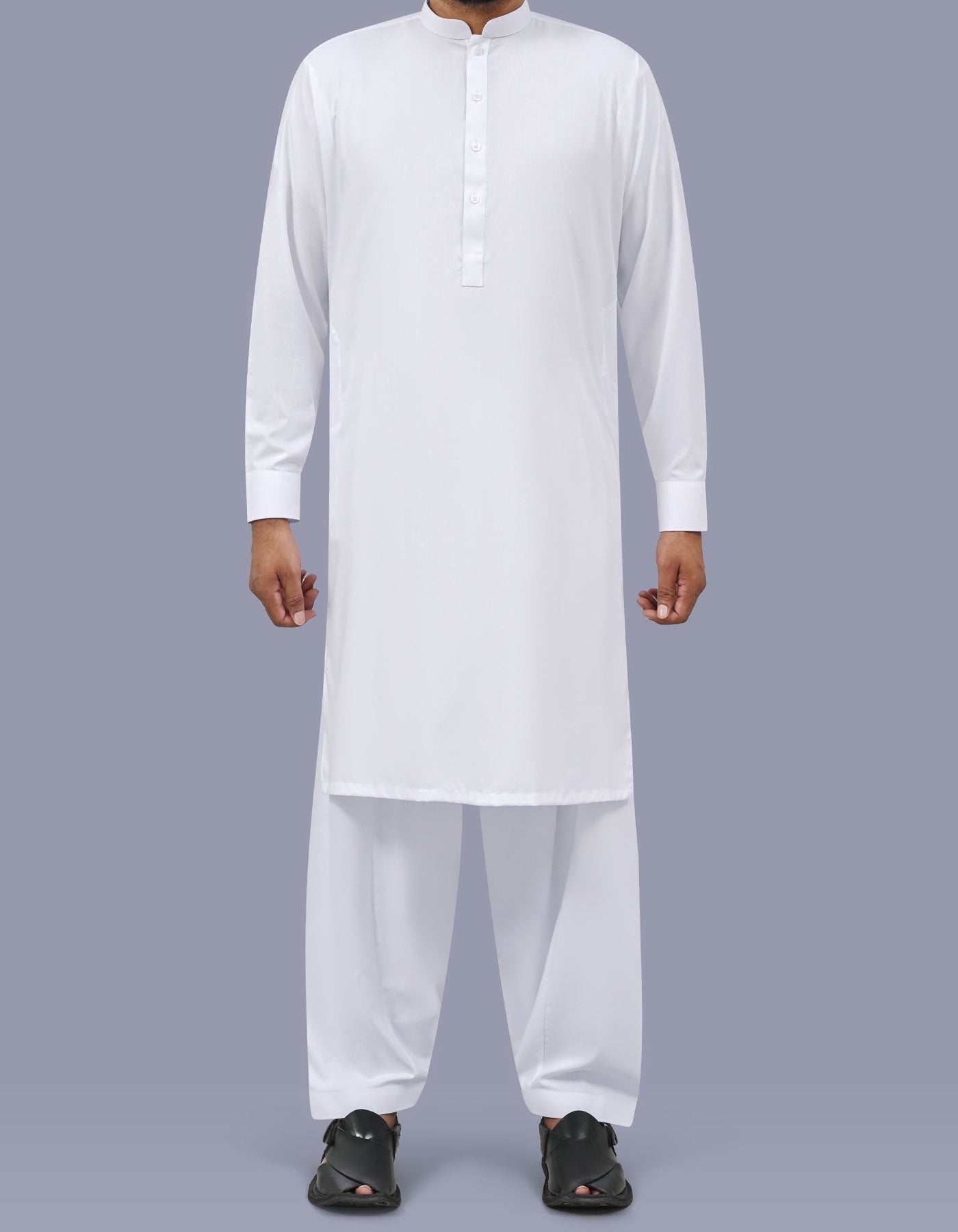 White Self Kameez Shalwar KS26135S-XS