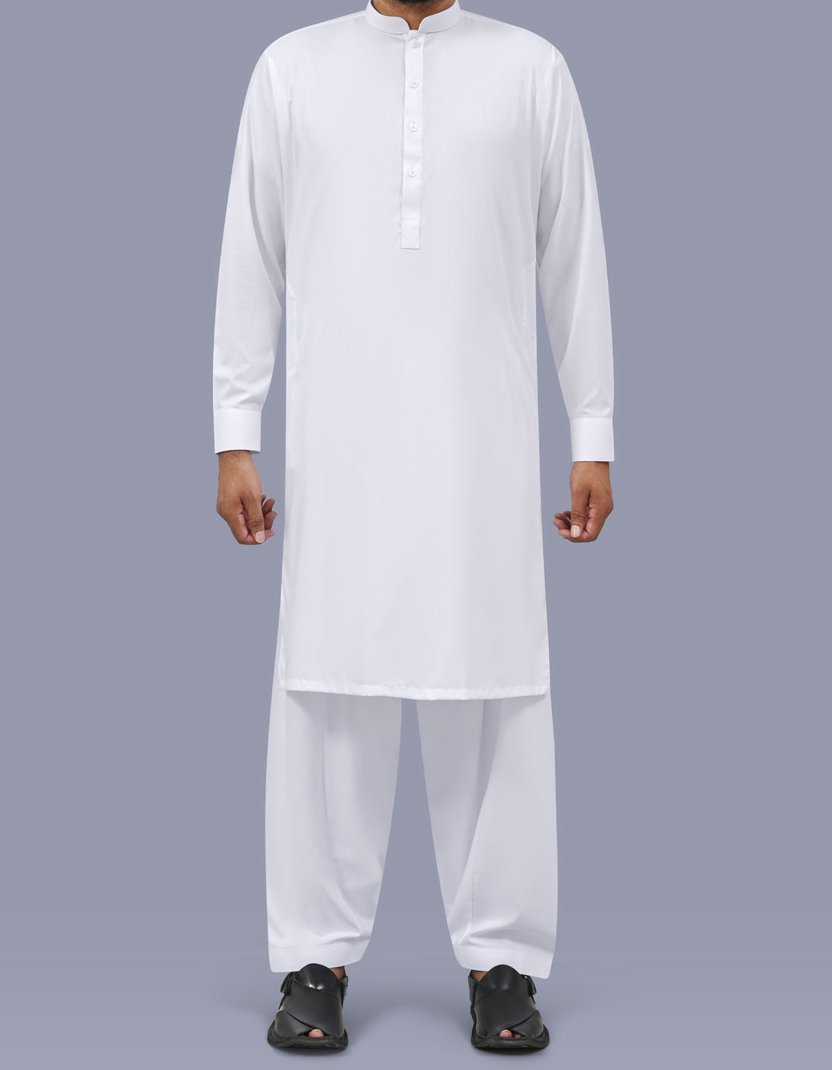 White Self Kameez Shalwar KS26135S-XS