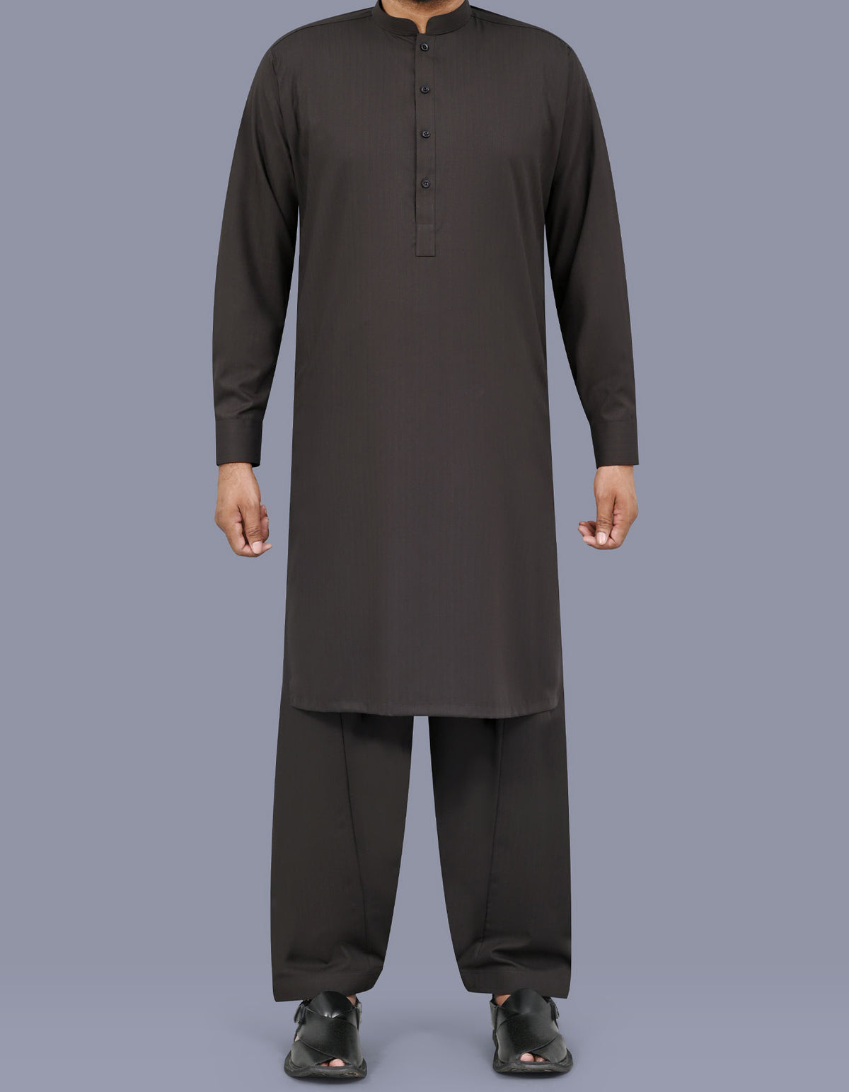 Olive Stripe Kameez Shalwar KS26137R-XS