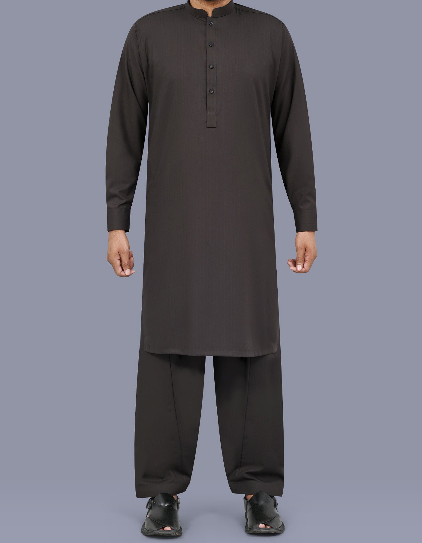Olive Stripe Kameez Shalwar KS26137S-XS