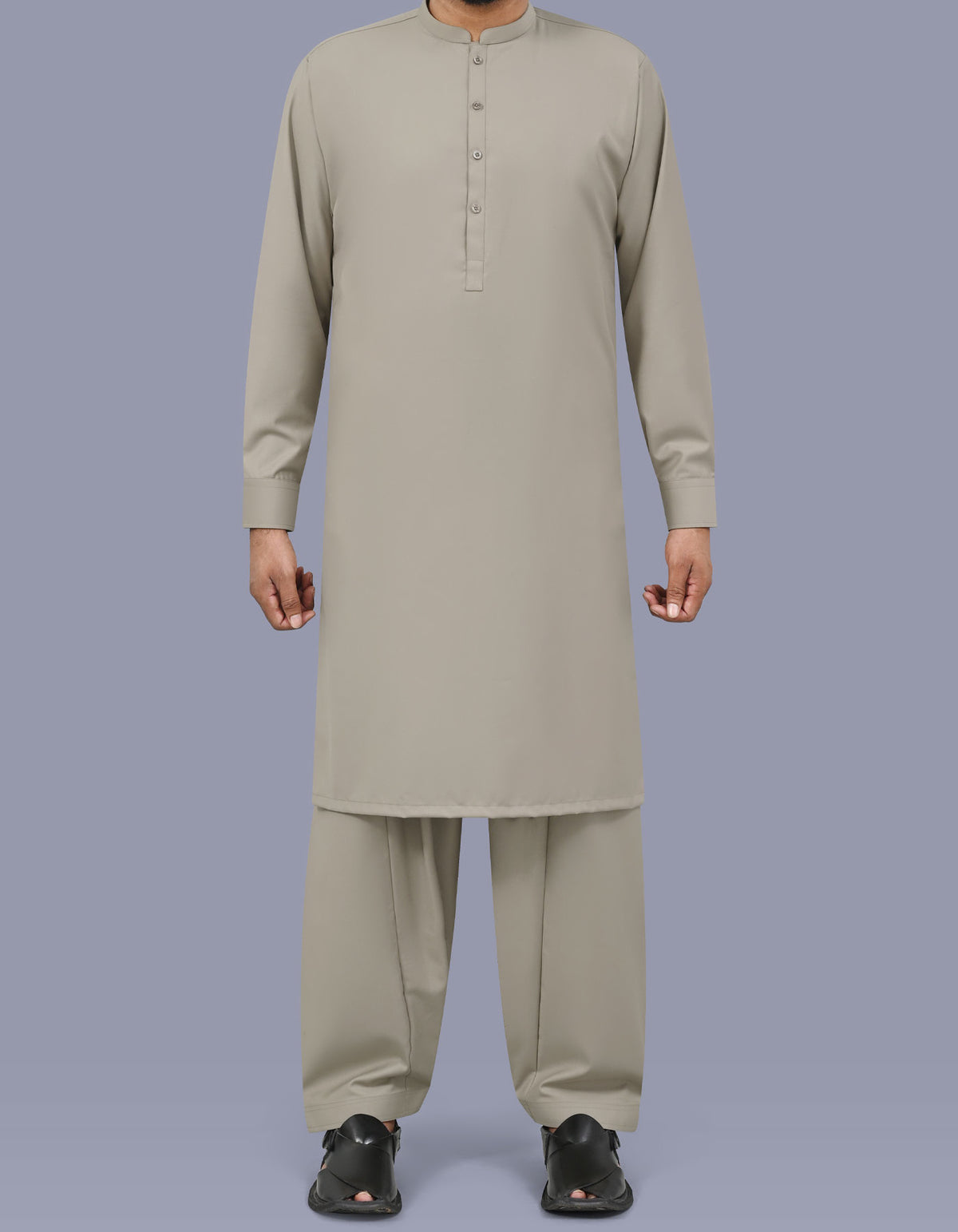 L Brown Plain Kameez Shalwar KS26139R-XS