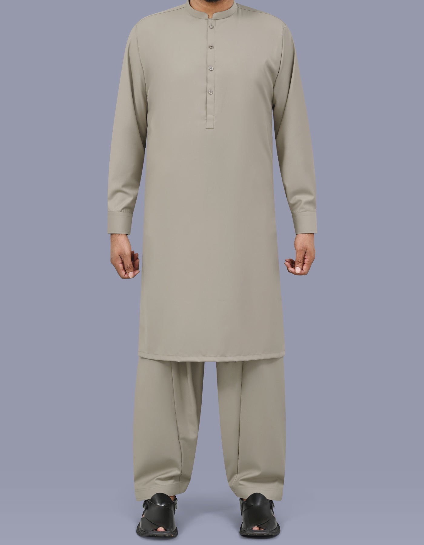 L Brown Plain Kameez Shalwar KS26139S-XS