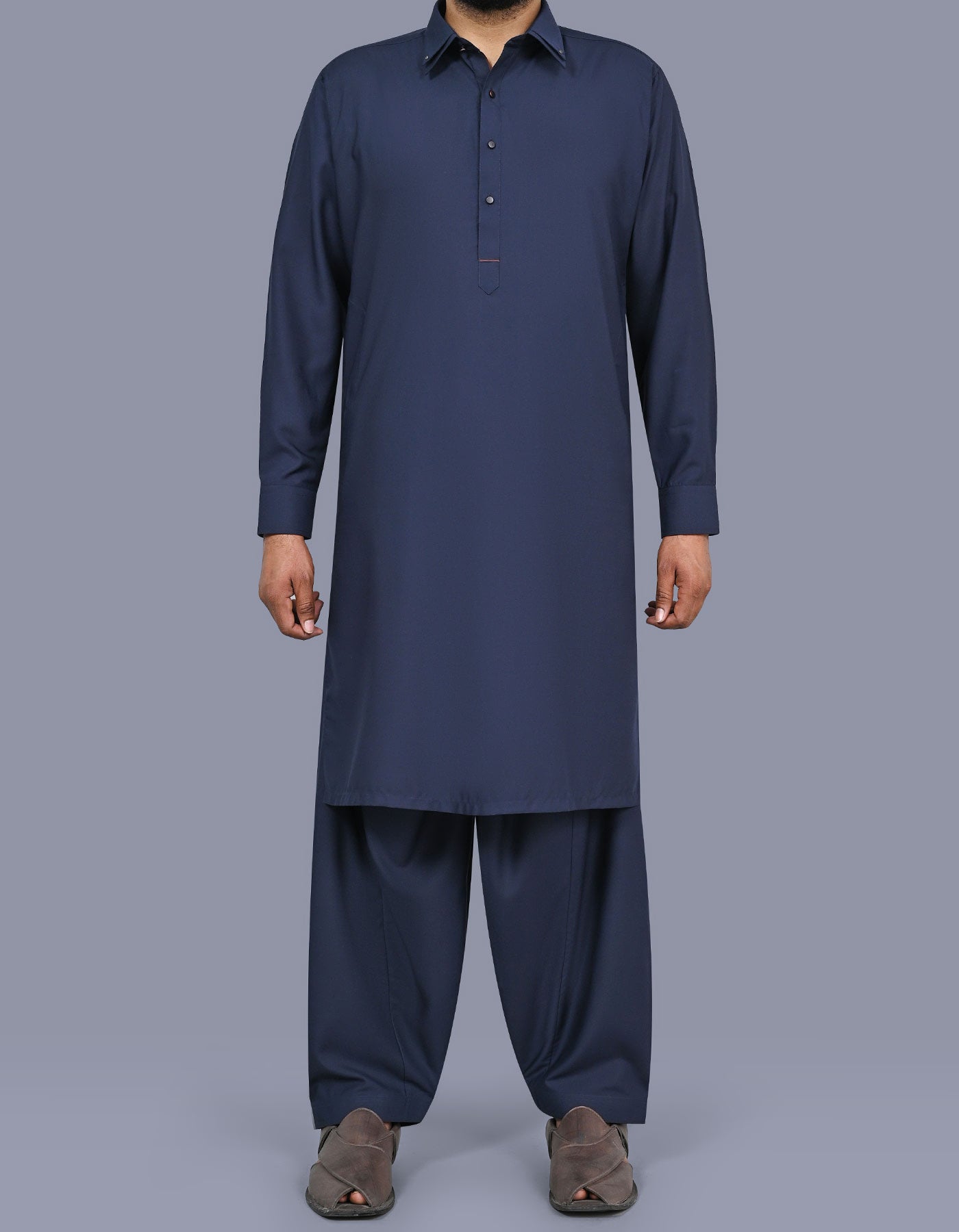 Navy Texture Kameez Shalwar KS2613S-XS