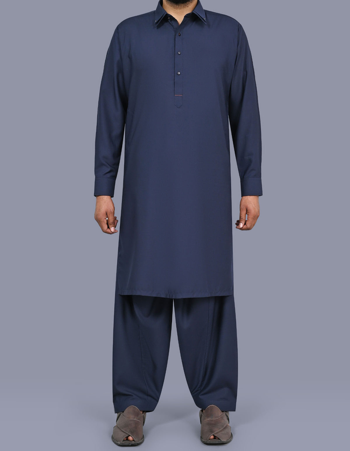 Navy Texture Kameez Shalwar KS2613S-XS