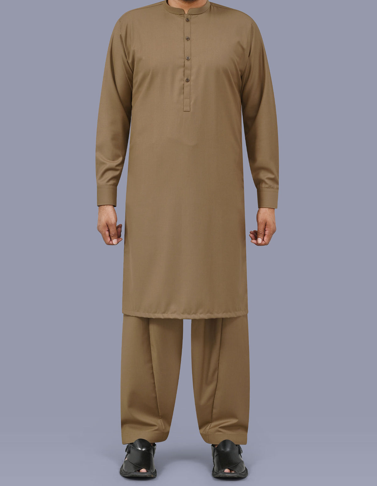D Brown Plain Kameez Shalwar KS26140R-XS