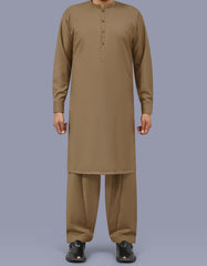 D Brown Plain Kameez Shalwar KS26140S-XS