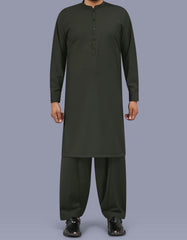 Olive Plain Kameez Shalwar KS26143R-XS