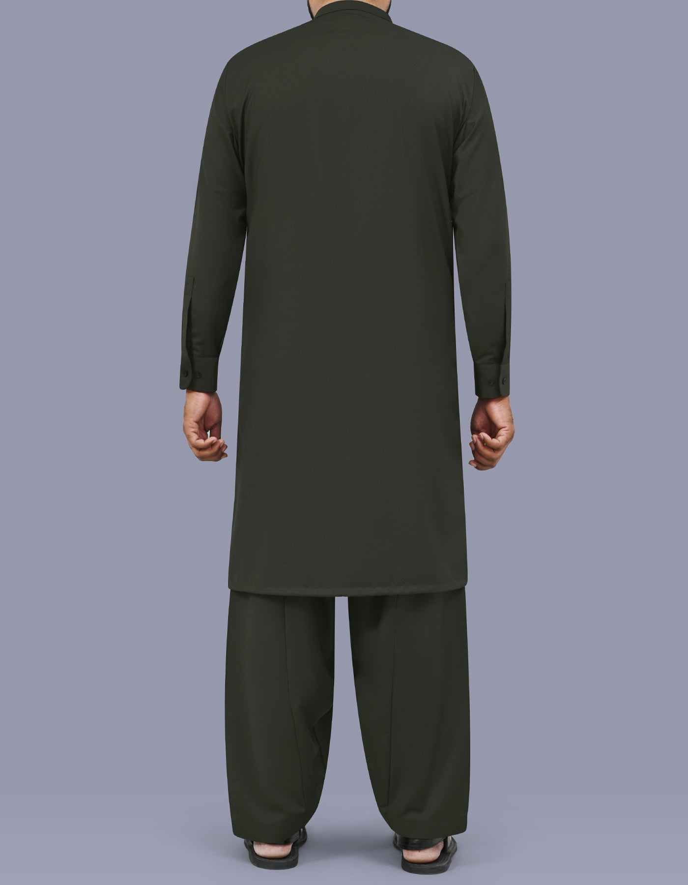 Olive Plain Kameez Shalwar KS26143S-L
