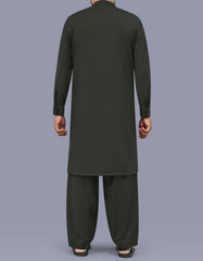 Olive Plain Kameez Shalwar KS26143S-L