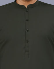 Olive Plain Kameez Shalwar KS26143S-S