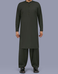 Olive Plain Kameez Shalwar KS26143S-XS