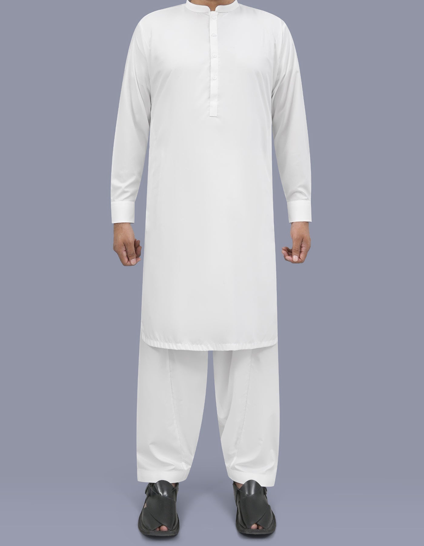 Off White Plain Kameez Shalwar KS26145S-XS