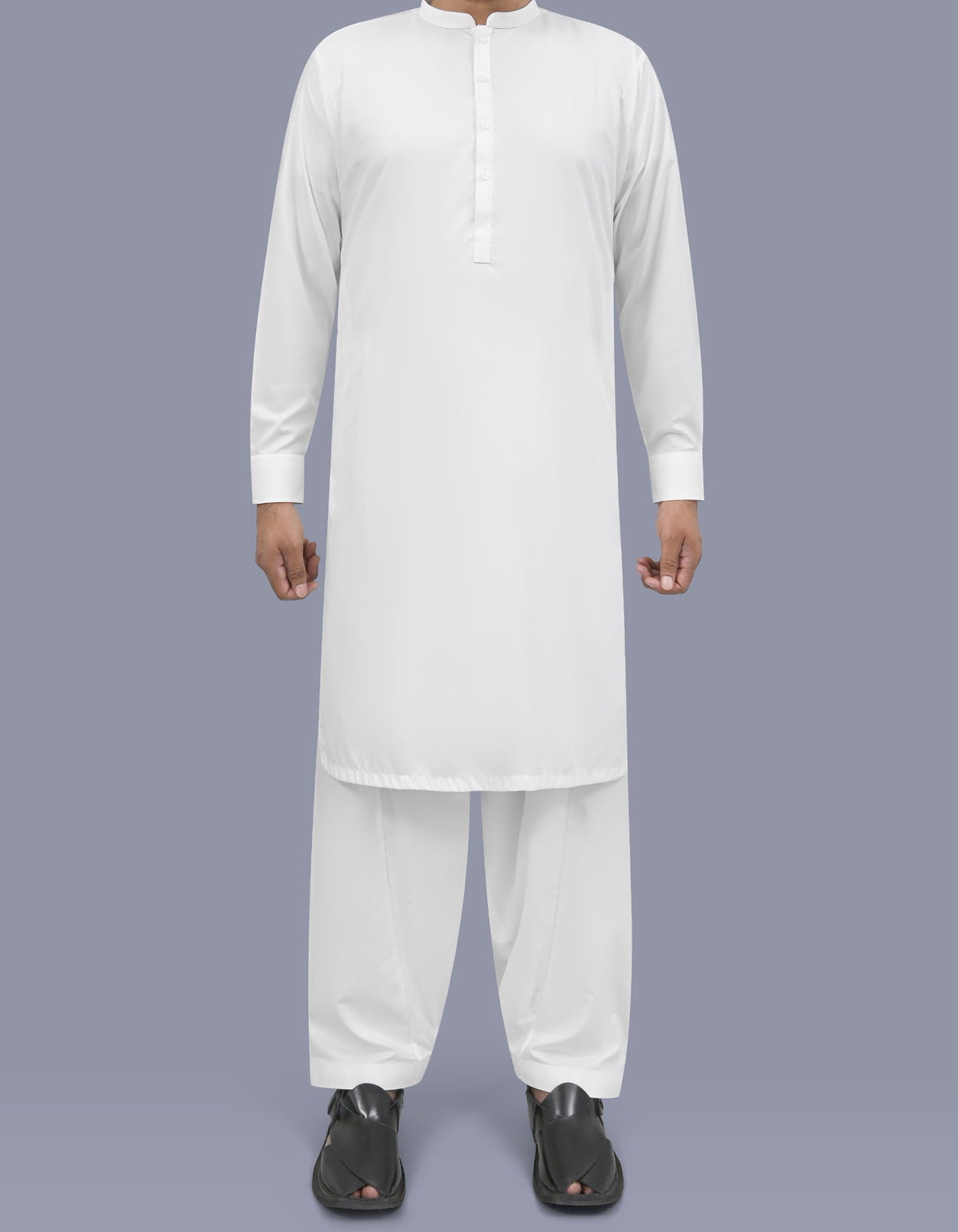 Off White Plain Kameez Shalwar KS26145S-XS