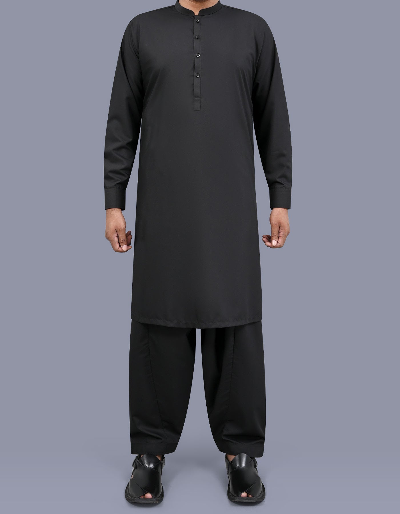 Black Plain Kameez Shalwar KS26152S-XS