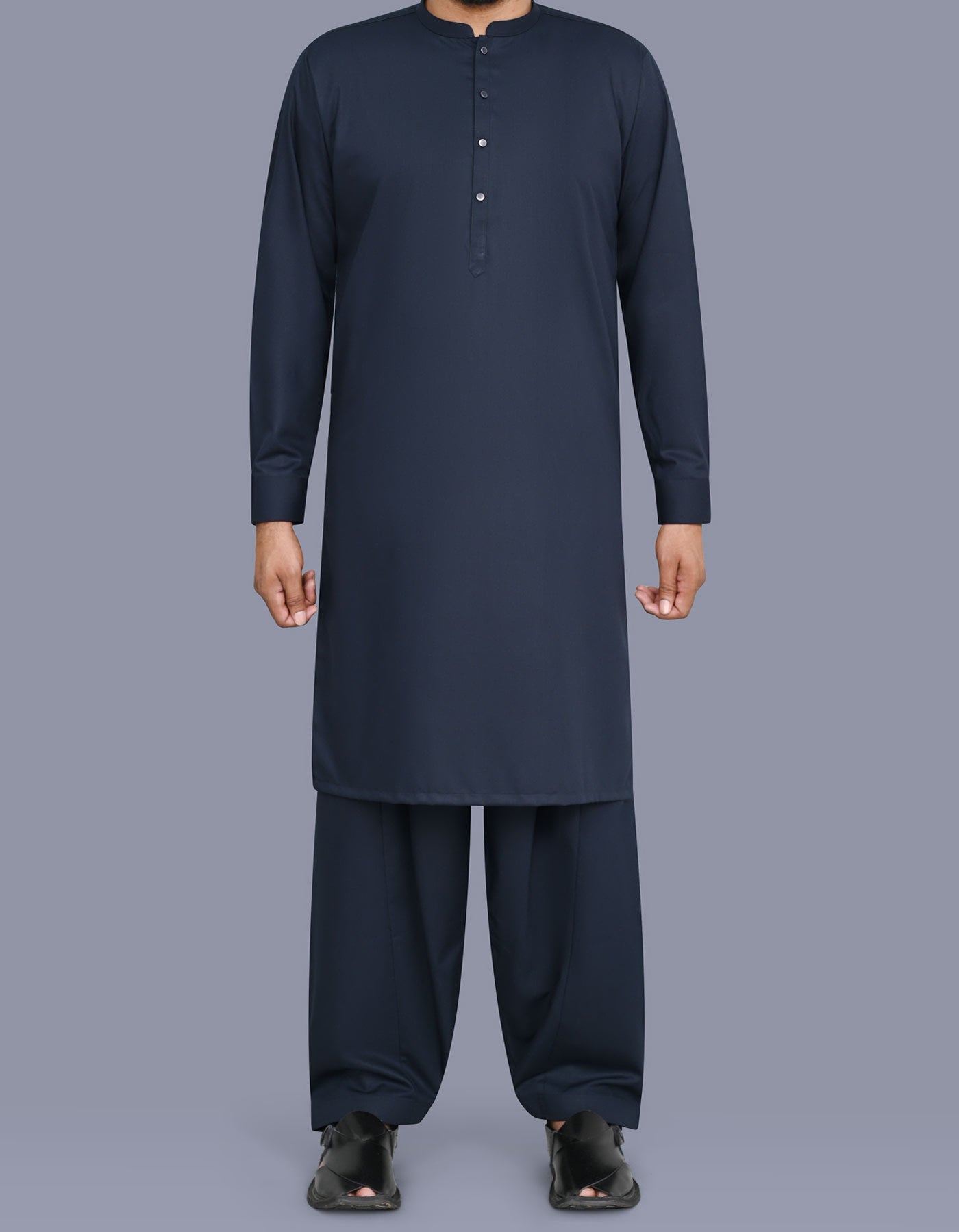 D Navy Plain Kameez Shalwar KS26157R-XS