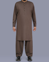 D Brown Plain Kameez Shalwar KS26158S-XS