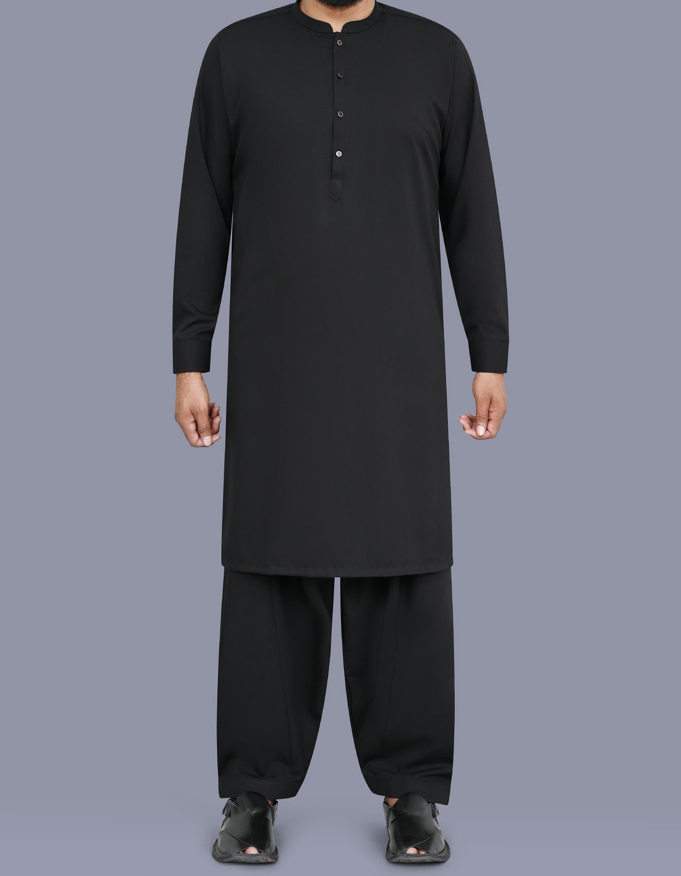 Black Plain Kameez Shalwar KS26159R-XS