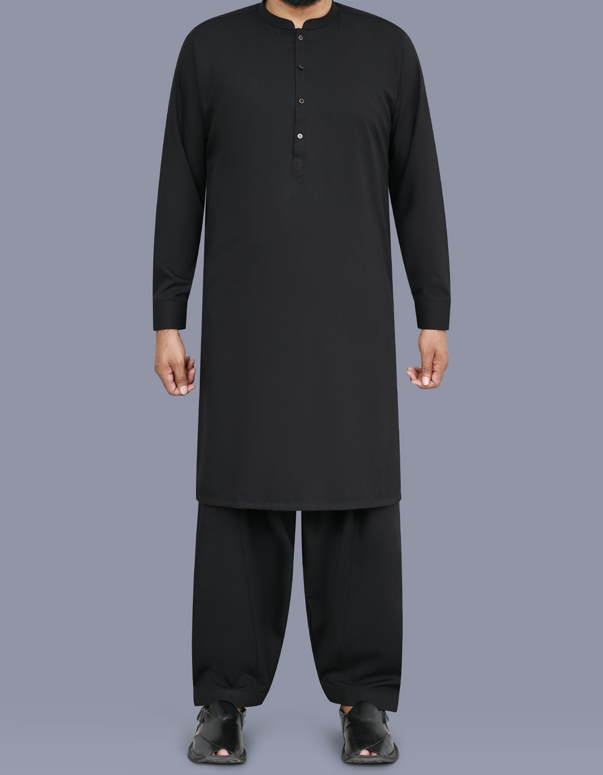 Black Plain Kameez Shalwar KS26159S-XS