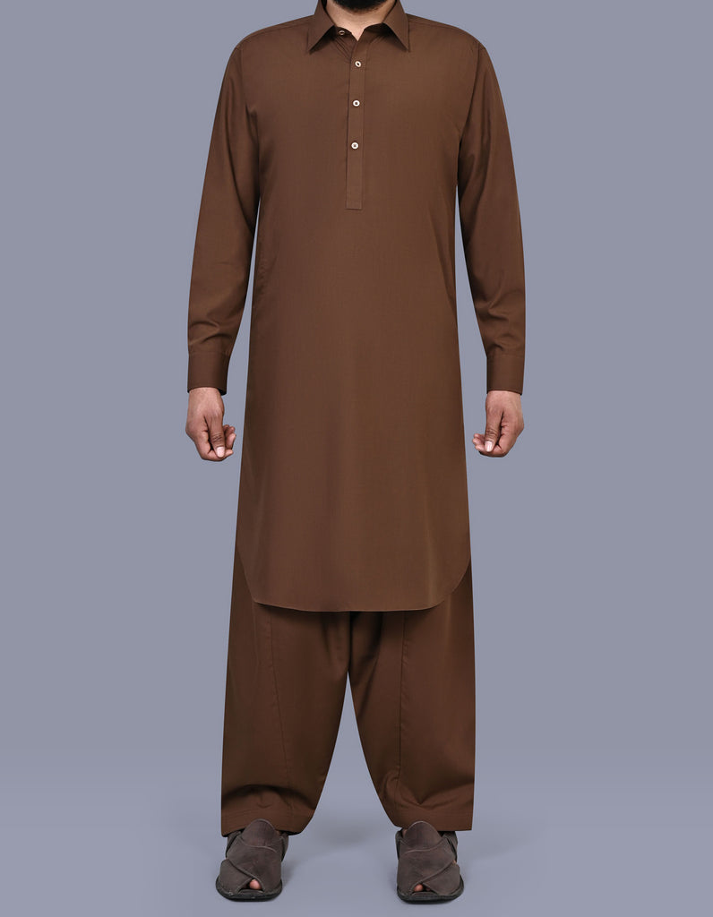 Camel Plain Smart Fit Kameez Shalwar