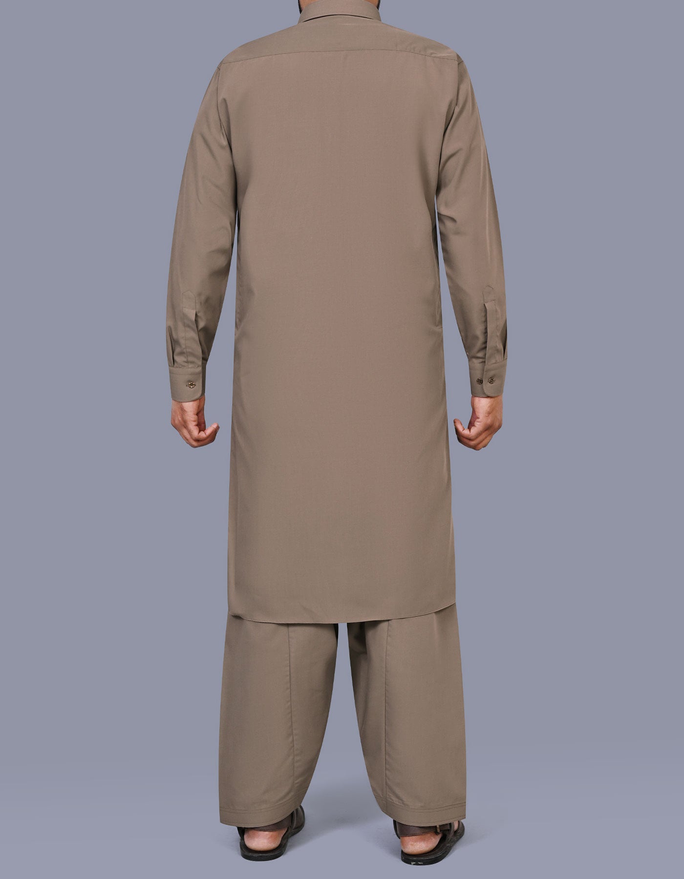 L Brown Plain Kameez Shalwar KS2616R-L