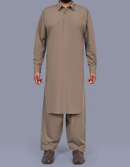 L Brown Plain Kameez Shalwar KS2616R-XS