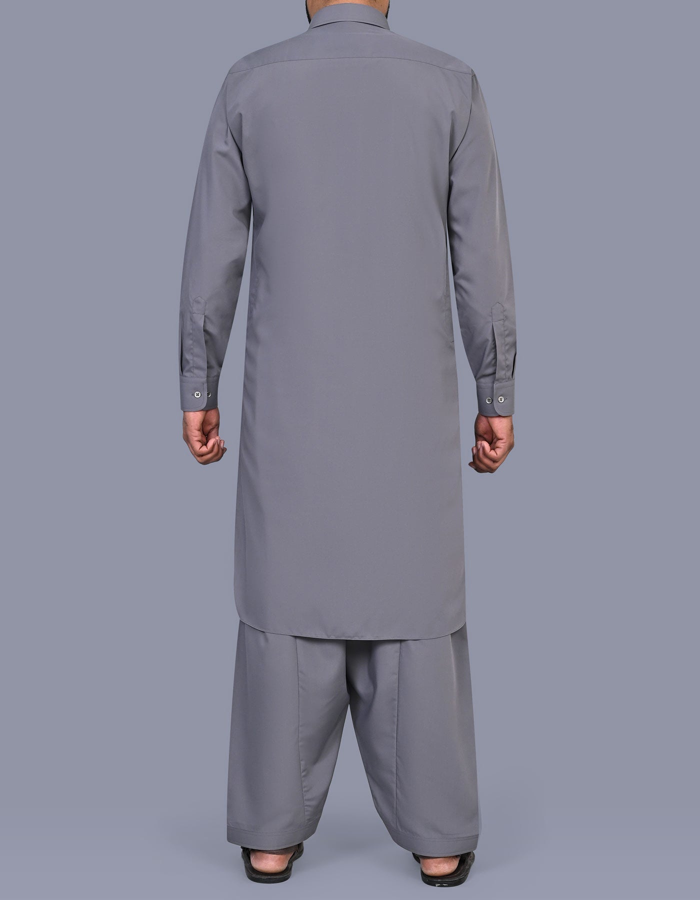L Grey Plain Kameez Shalwar KS2618R-L