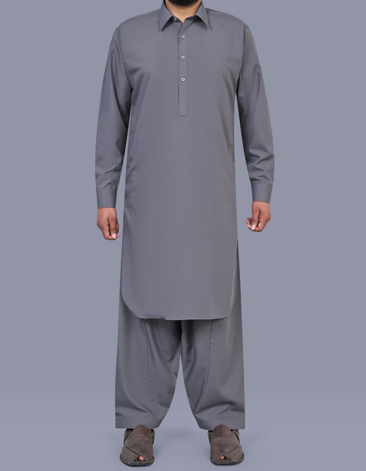 L Grey Plain Kameez Shalwar KS2618R-XS