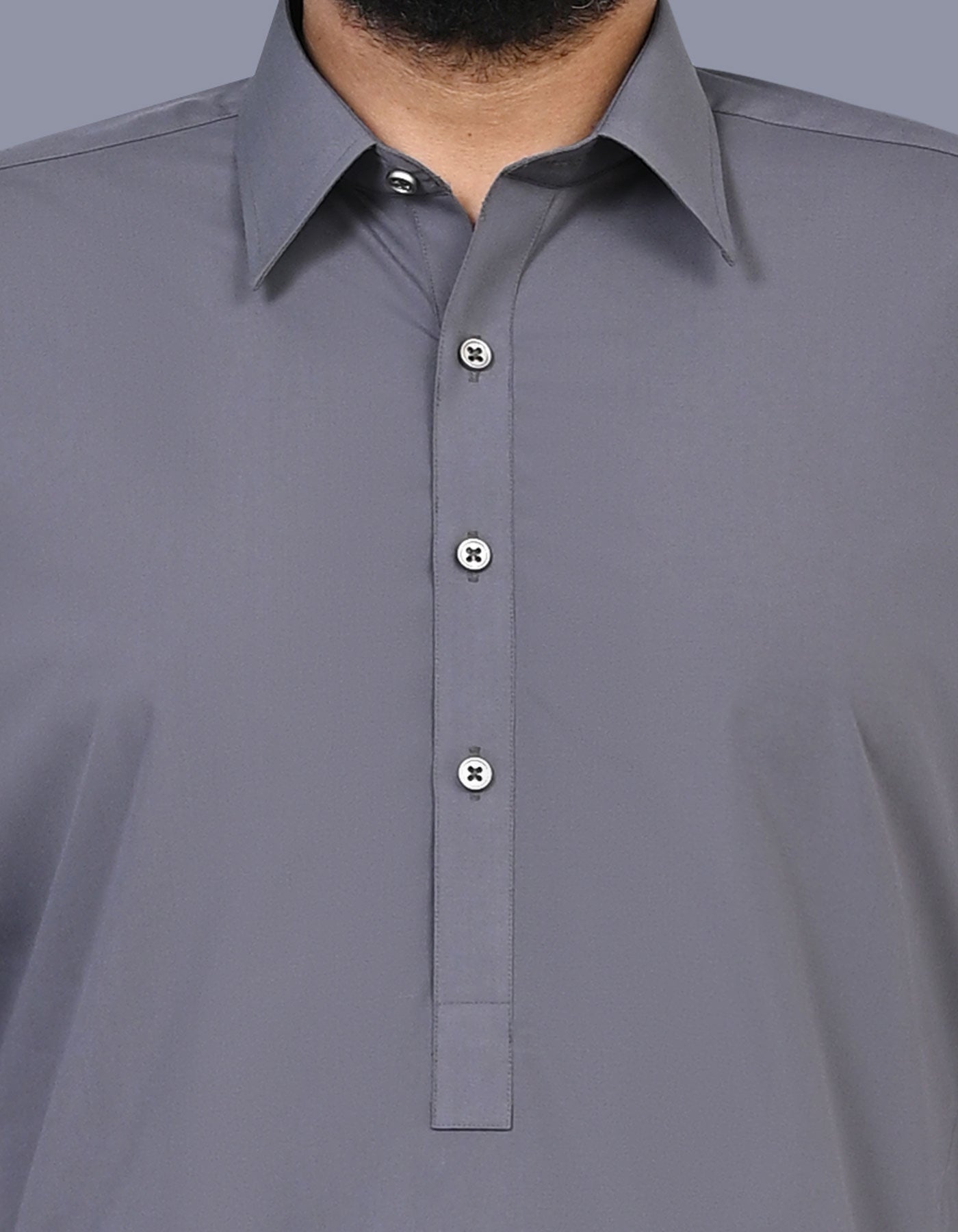 L Grey Plain Kameez Shalwar KS2618S-S