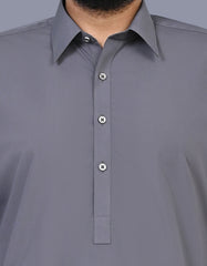 L Grey Plain Kameez Shalwar KS2618S-S