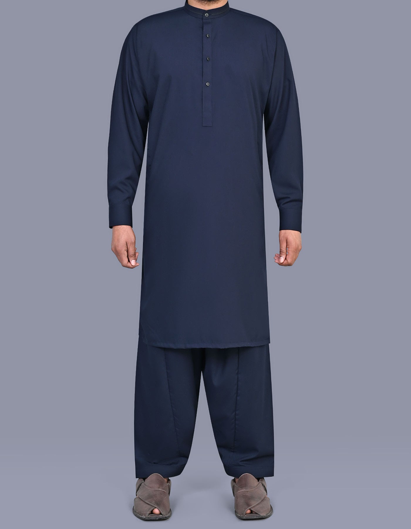 Navy Plain Kameez Shalwar KS2620S-XS