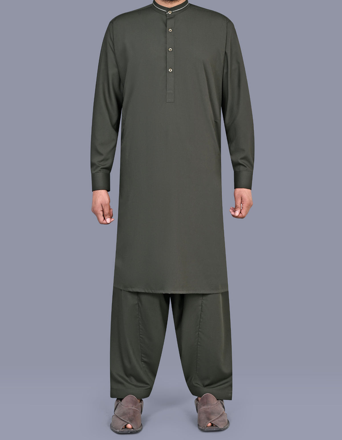 D Green Plain Kameez Shalwar KS2622R-XS