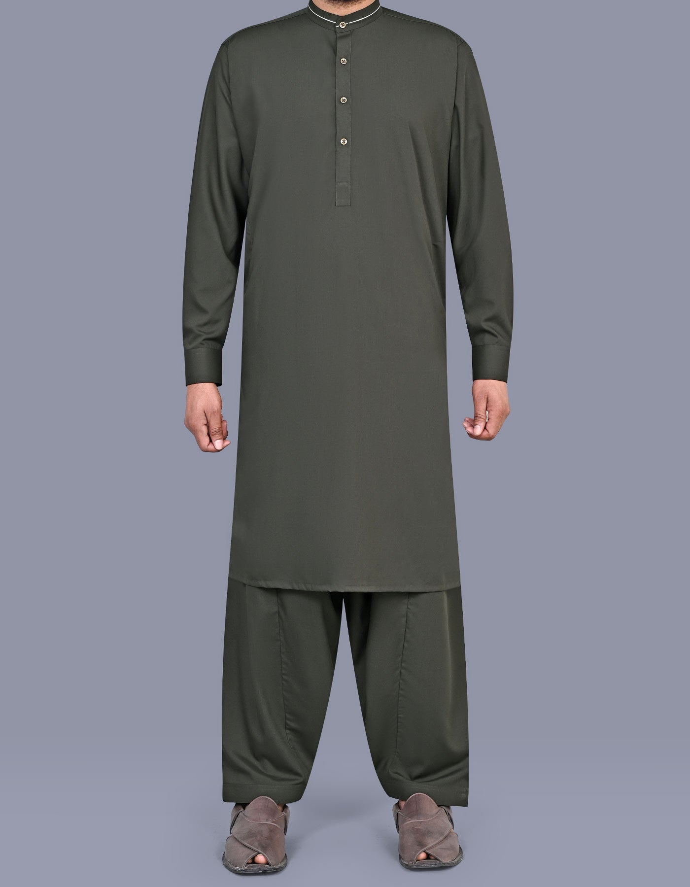 D Green Plain Kameez Shalwar KS2622S-XS