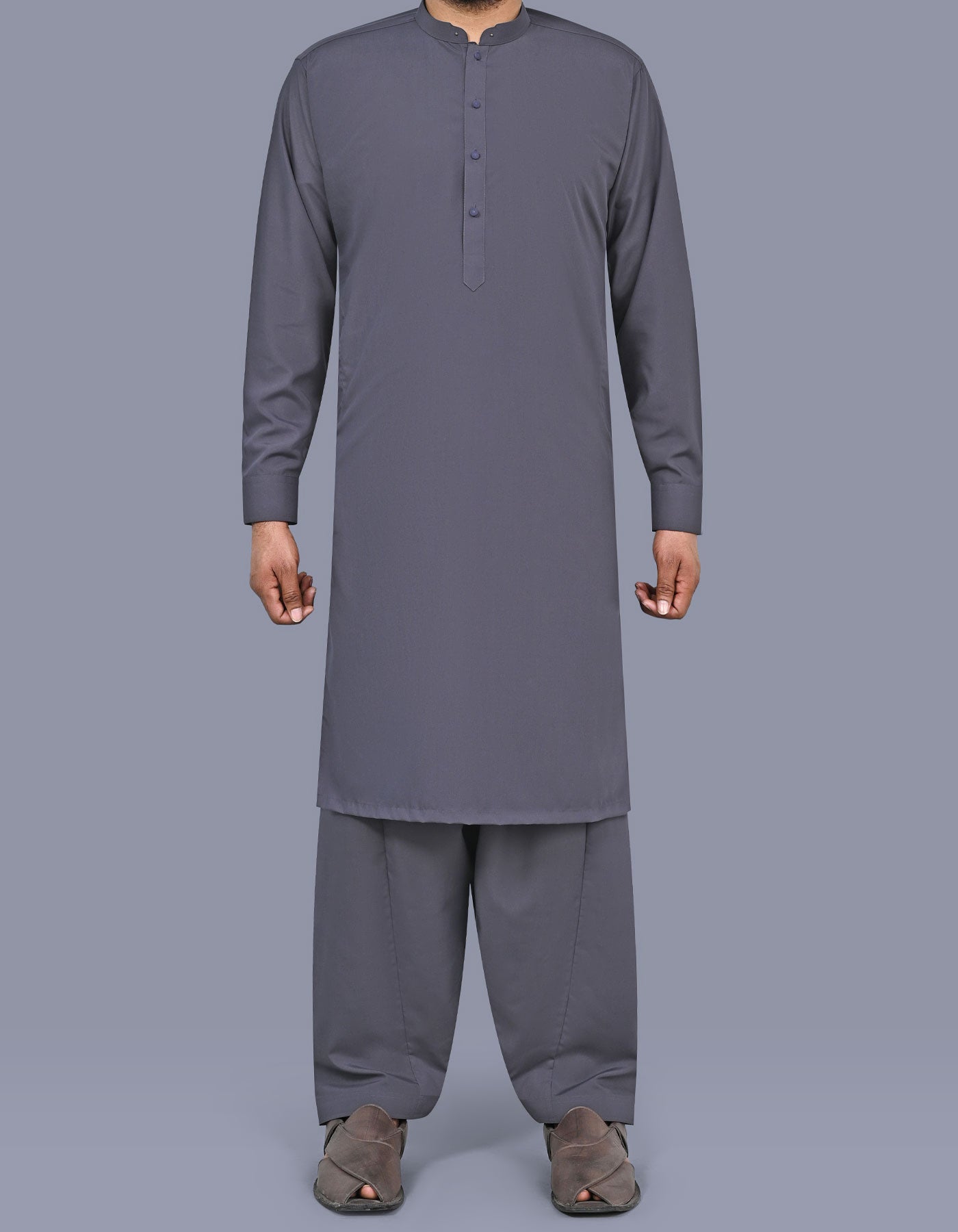 Grey Plain Kameez Shalwar KS2626S-XS