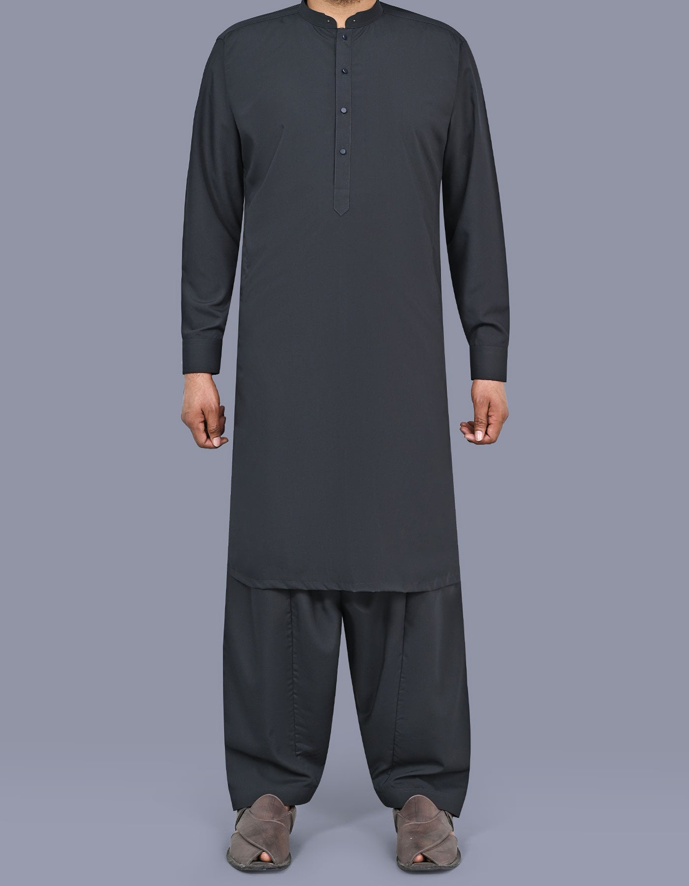 Charcoal Plain Kameez Shalwar KS2628R-XS