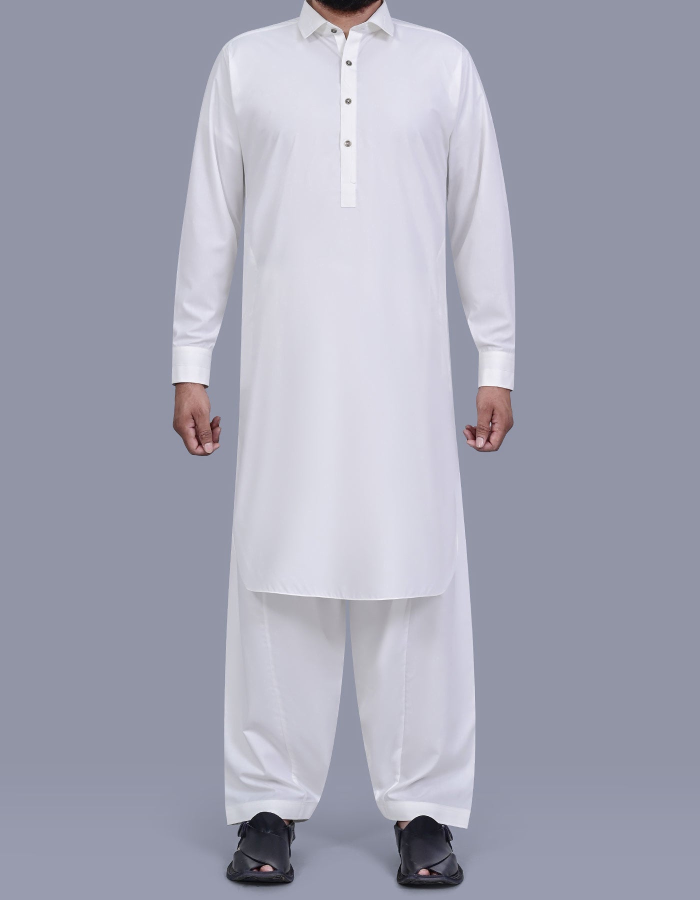 Off White Plain Kameez Shalwar KS2636R-XS