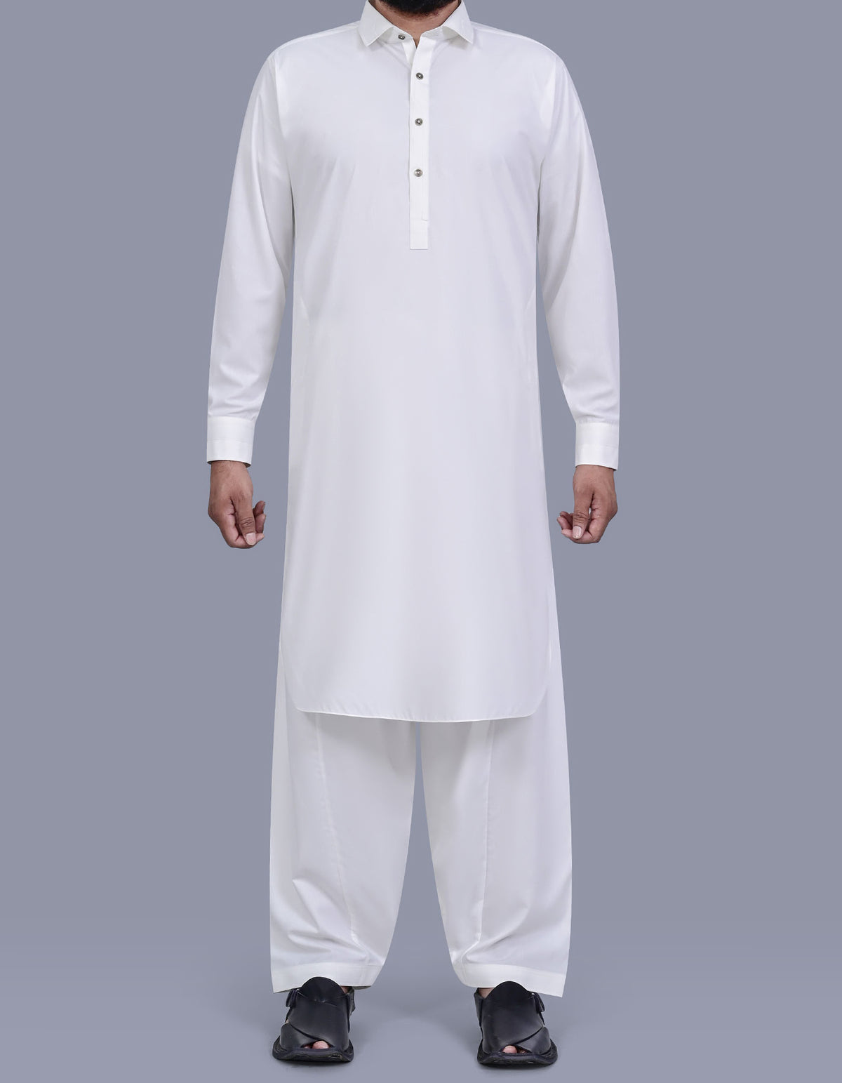 Off White Plain Kameez Shalwar KS2636R-XS
